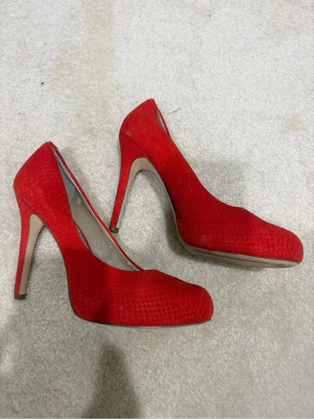 INC International Concepts Red Textured Pointed-Toe Pumps
